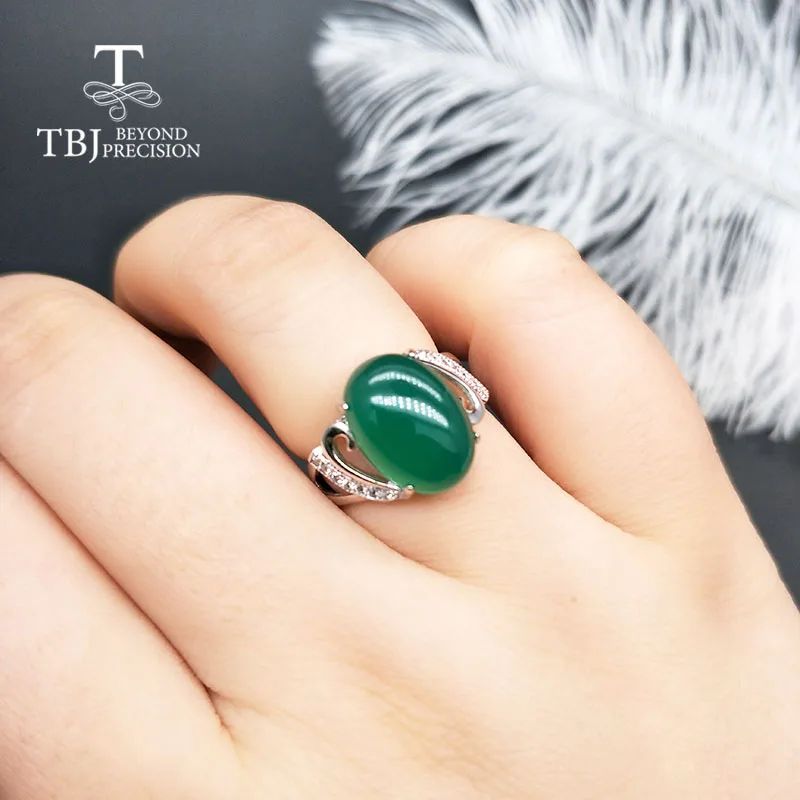 TBJ специальное предложение натуральный 6.5ct агат халцедон кольцо из стерлингового