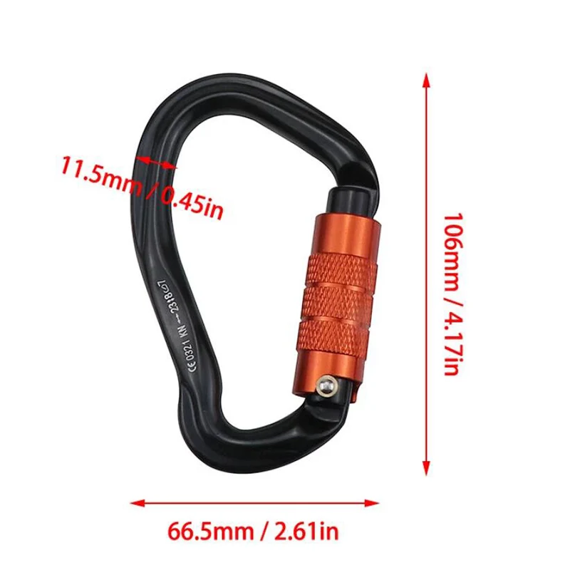 

23KN Carabiner Clip Hook Heavy Duty Safety Buckle D Screw Climbing Lock Rock