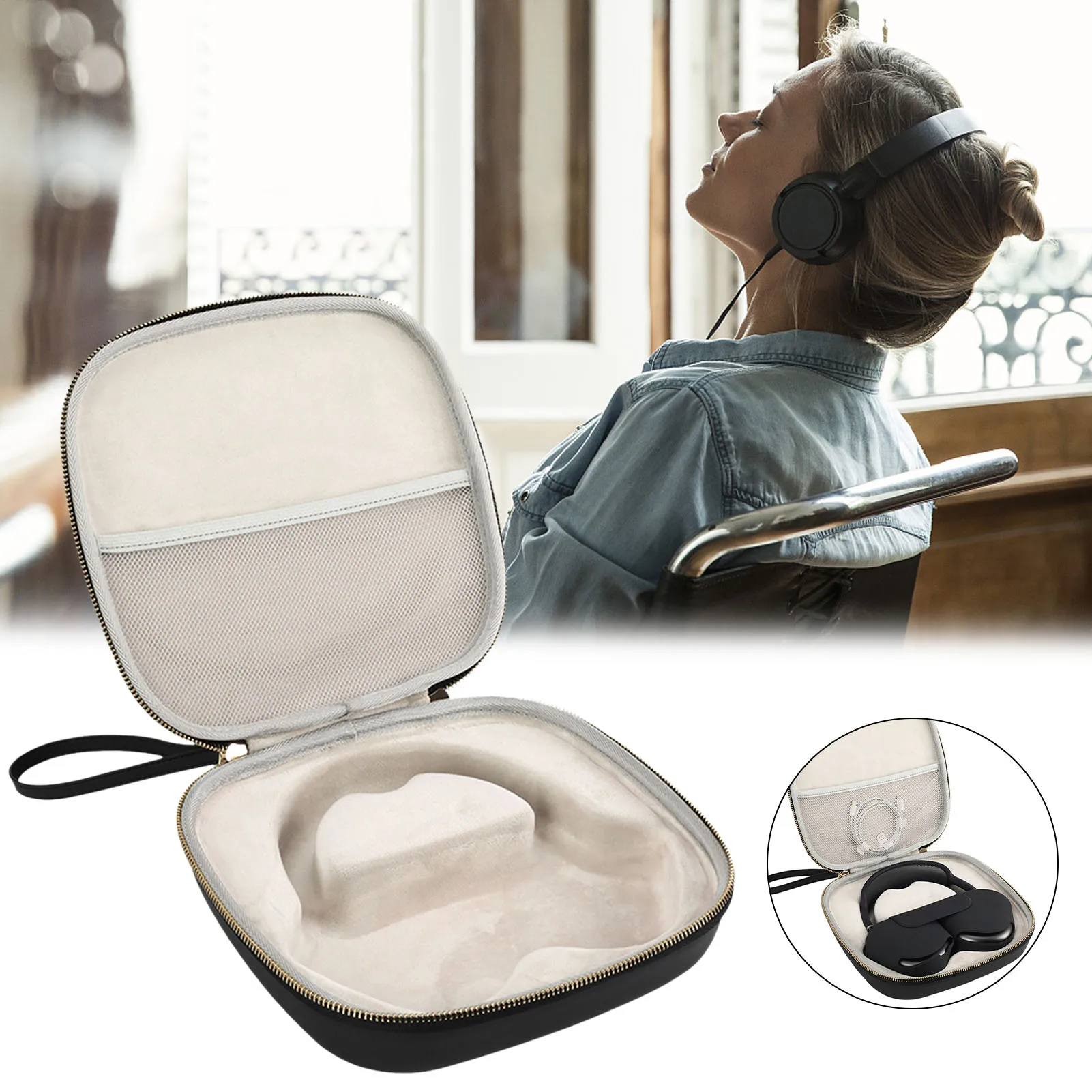 

Portable Headphone Storage Bag For AirPods Max, Shockproof Anti-fall Dustproof Travel Carrying Case Headset Cover Zipper Box