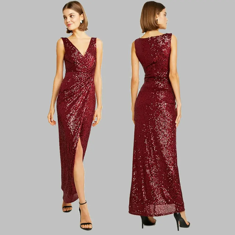 

2021 FENTEFEN Plus Size Evening Party Dresses V neck Mermaid prom dresses Host Costumes robe de soiree vestidos HS-0016