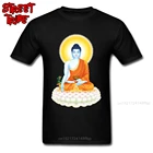 Мужская футболка высокого качества, буддистская футболка с буддистским буддом Гаутама, хлопковая футболка с коротким рукавом и круглым вырезом