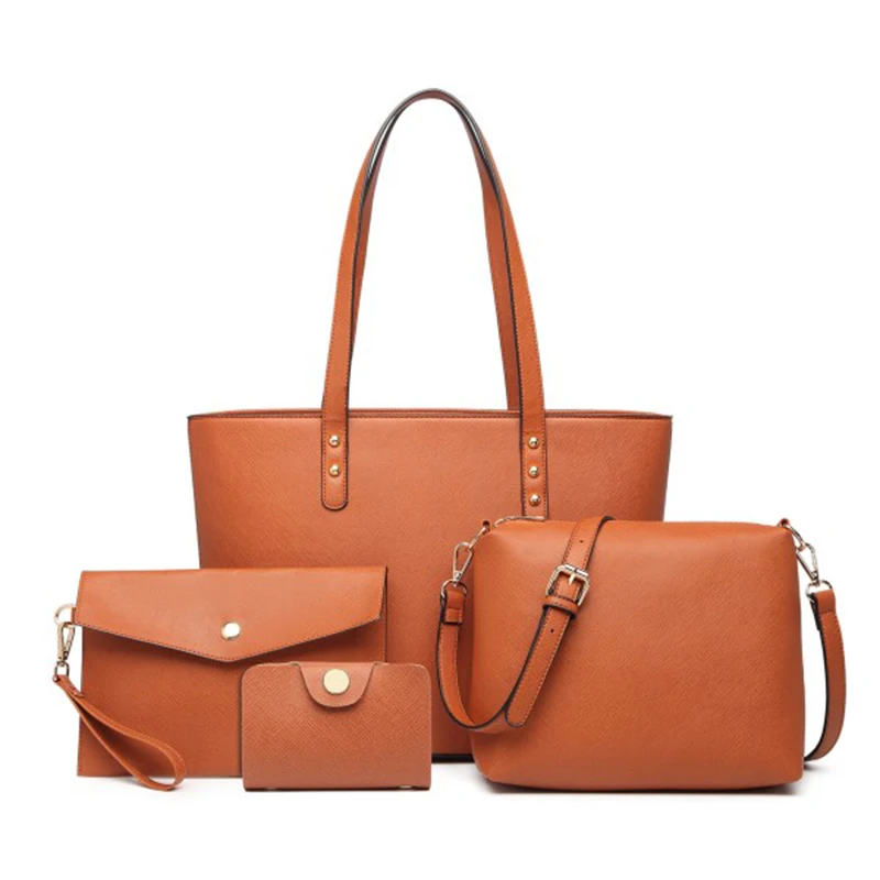 

Women Bags Luxury Brand High Quality Composite Bag 4pcs PU Leather Female Tote Bag Designer Purses and Handbags