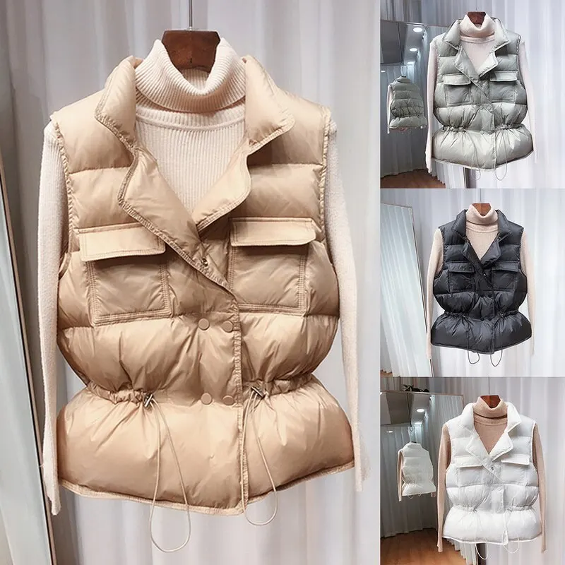 2021 новый ультра светильник пуховой жилет Для женщин короткий ветрозащитный вес