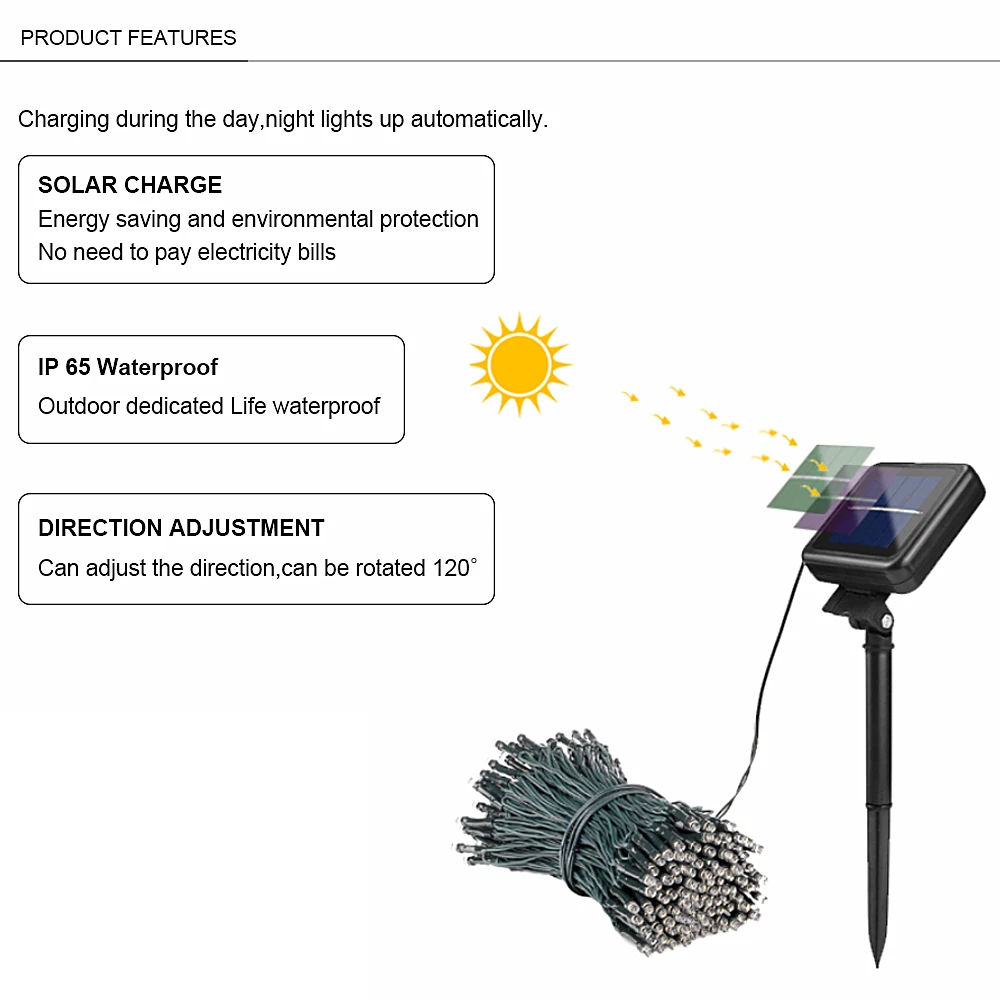 Рождественские украшения светильник Личная светодиодная гирлянда на солнечной