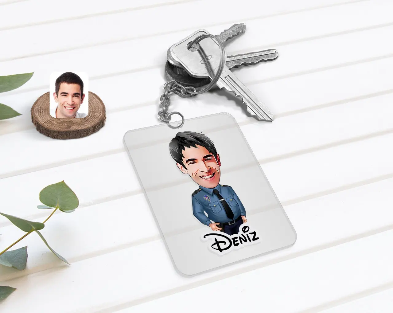 

Personalized Male Police Caricature Of Transparent Plexiglass Anahtarlık-3