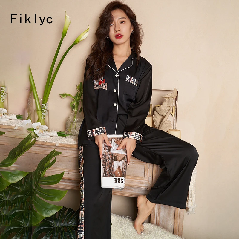 

Женские пижамные комплекты Fiklyc, мягкие пижамные комплекты с длинными рукавами и принтом кролика, модная женская одежда для сна, наборы для о...
