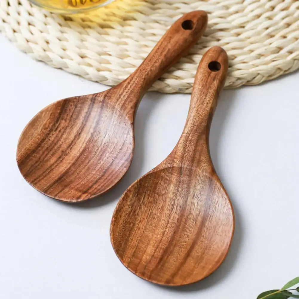 

1pcs Teak Wood Paddle Scoop Wooden Kitchen Ladle Tablespoon Utensils Big Spoon Tableware Rice Wooden Rice Spoon Serving Kit C5n4