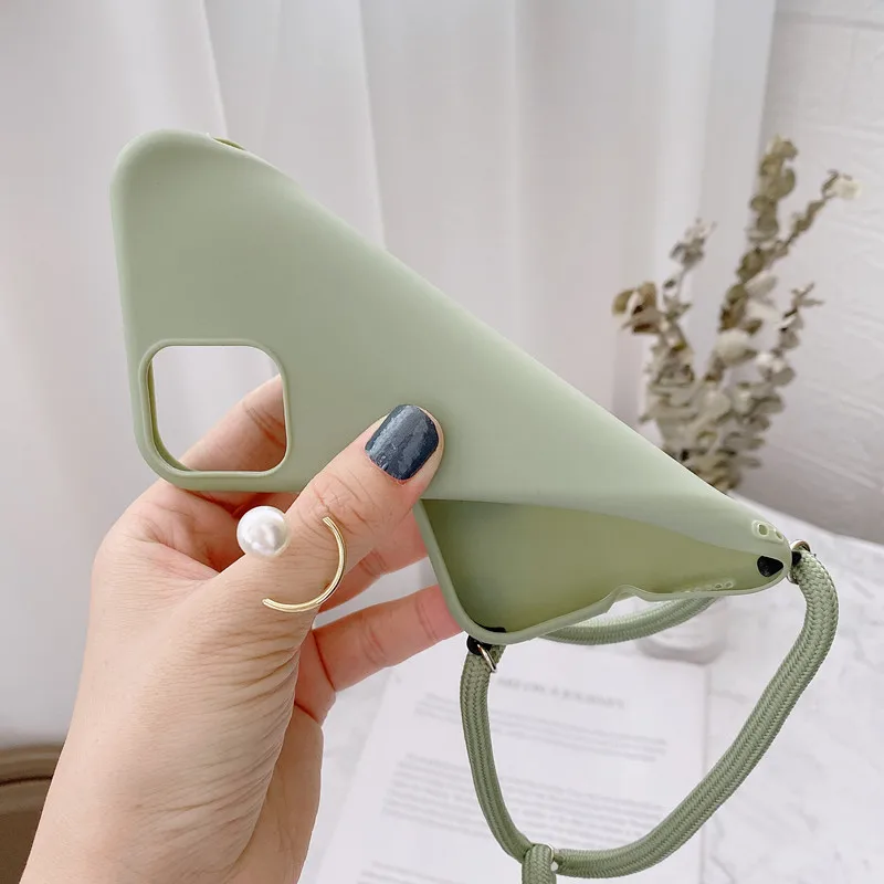 strap cord chain necklace lanyard phone case for huawei y7a p smart 2021 p50 pro p40 lite 4g 5g p30 p20 mate 40 matte soft cover free global shipping