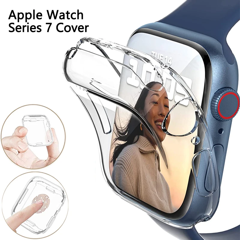 Cover Protector For Apple Watch case 45mm 41mm 44MM 40MM Full TPU Screen Bumper 42mm 38MM accessories iwatch series 7 SE 6 5 4 3