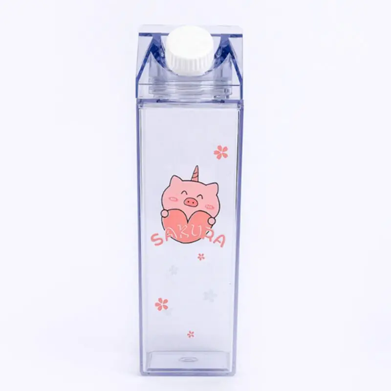 

Portable Water Bottle Milk Storage Sakura-Print Strawberry-Print Sports Drinking Clear Cup For Home School Office