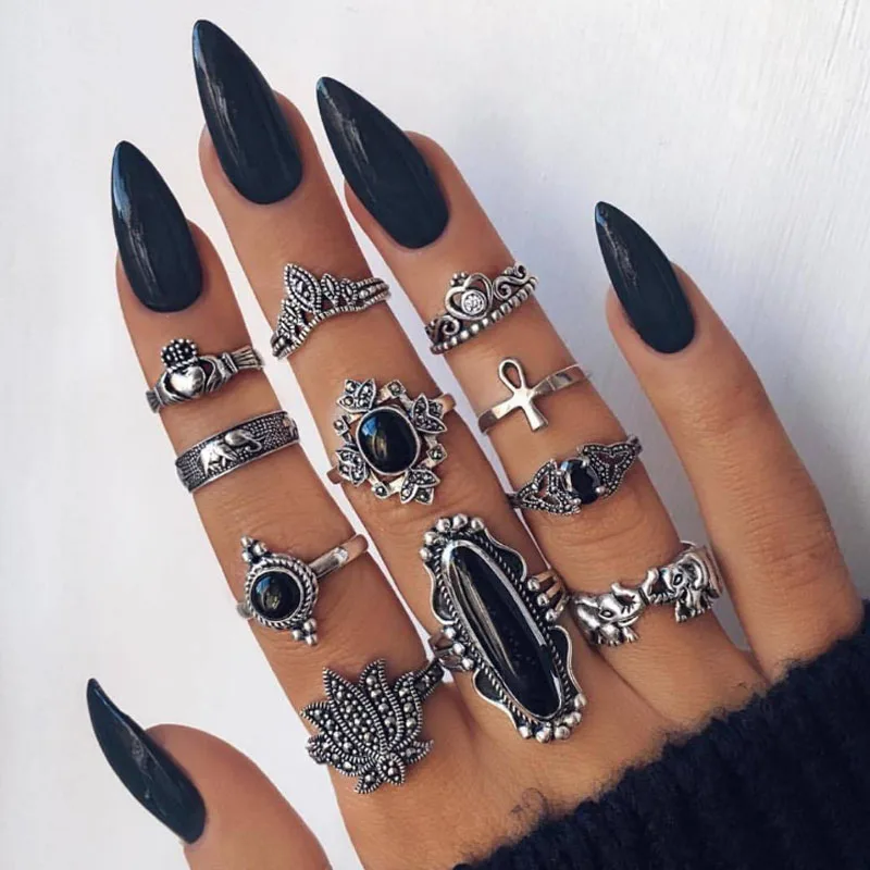 Комплект колец в стиле бохо для женщин винтажное Золотое кольцо с опалом и