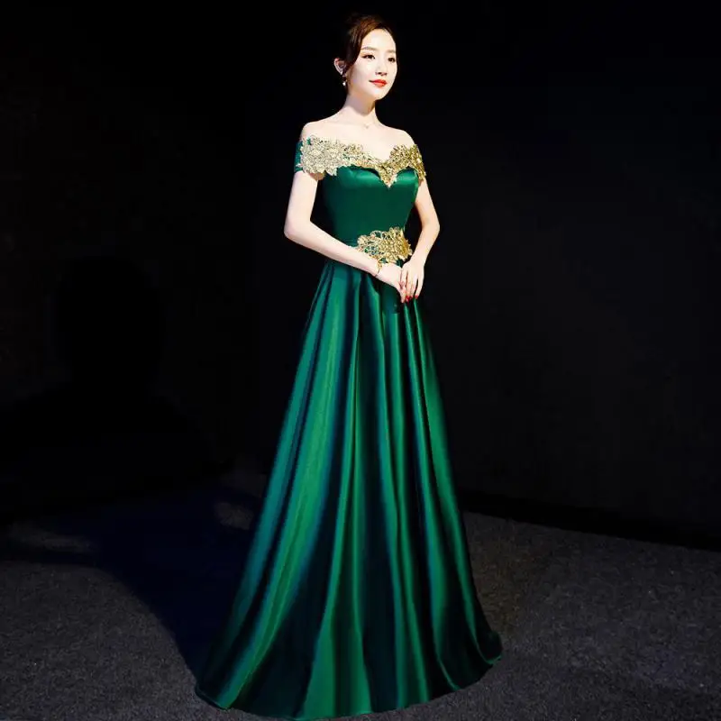 Женское плиссированное платье зеленое платье-Ципао с вырезом лодочкой открытой