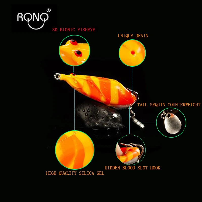 

RQNQ 1Pcs 13G 6.9CM Fishing Frog Lure Catfish Lure Bass Fishing Frog Artificial Baits Fishing Lures Frog Wobblers Soft Bait