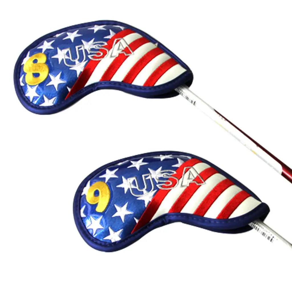 

9Pcs/Set Golf Head Covers Iron Headcovers with Number Embroideried, Easily Get the Needed Irons - Deluxe PU Leather Material