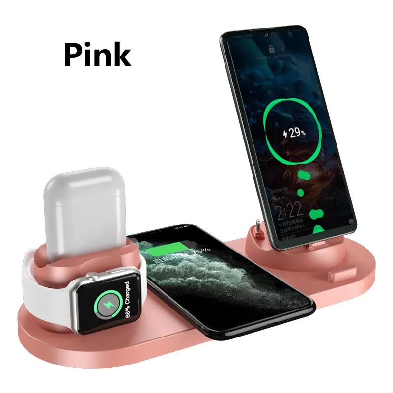 Kup 6 W 1 Bezprzewodowa ładowarka Stojak 10W /15W Szybka Bezprzewodowa Stacja ładująca Dla Samsung Xiaomi Mi Huawei Dla IPhone Apple Watch