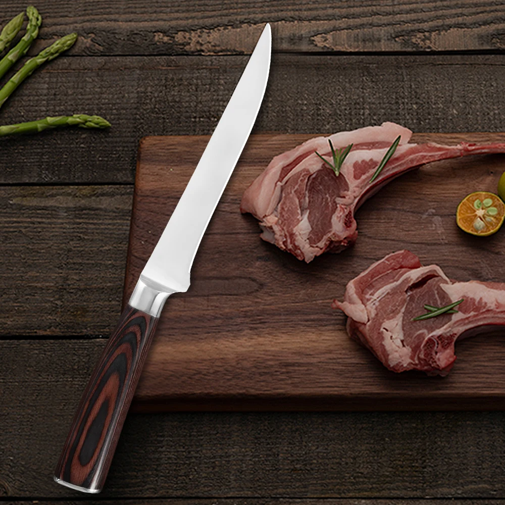 XYj 5.5 дюймовый нож для филе из нержавеющей стали с ручкой из дерева для мяса, рыбы, суши и ножным кухонным инструментом.