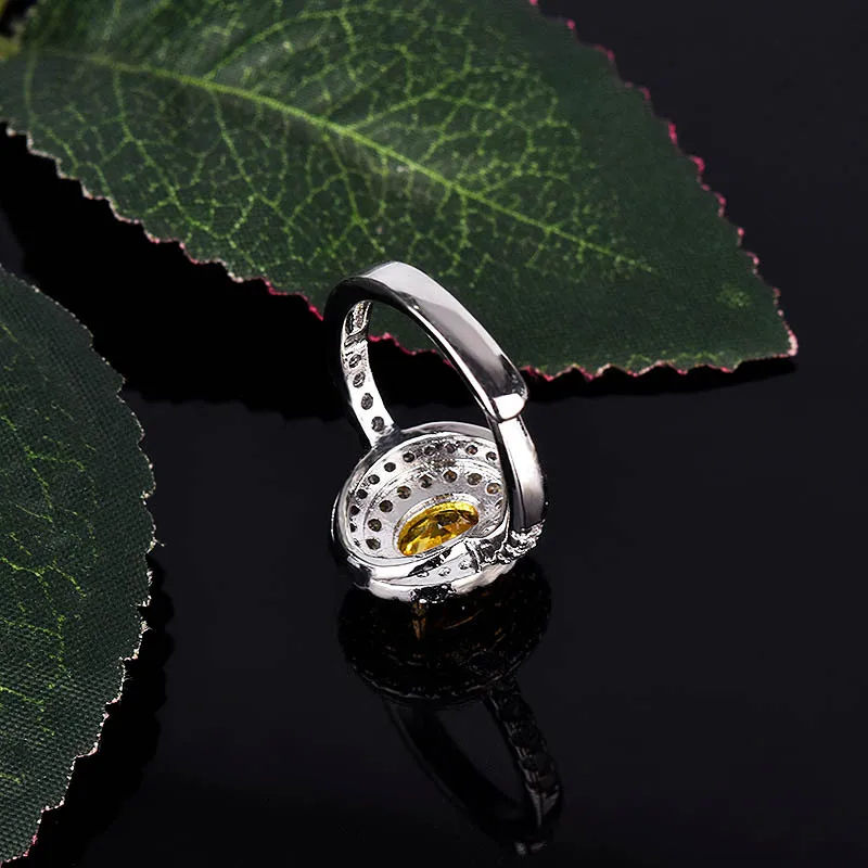 

2021 New Luxury Yellow Color Oval 925 Sterling Silver Engagement Ring For Women Lady Anniversary Gift Jewelry Bulk Sell R5918