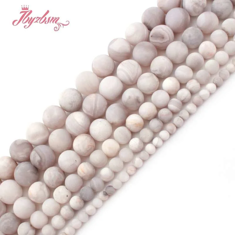 6 8 10mm Frosted Round White Crazy Lace Agates Natural Stone Bead For DIY Necklace Bracelets Jewelry Making 15&quot Free Shipping |