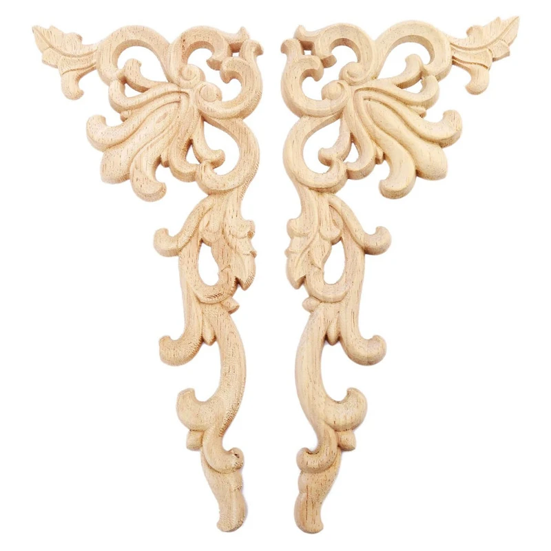 

4Pcs European Floral Craft Furniture Decorative Carved Applique Wood Modern Wall Frame Corner Door