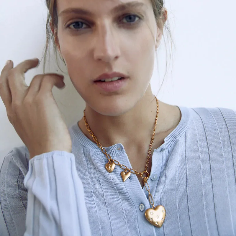 Цепочка-ожерелье Женская Асимметричная металлическая в форме сердца | Украшения