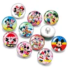 Disney Микки и Минни Маус Мышь Симпатичные 10 шт. круглый фото стекло кабошон 18 мм кнопки для 18 мм Оснастки браслеты ювелирные изделия оптом