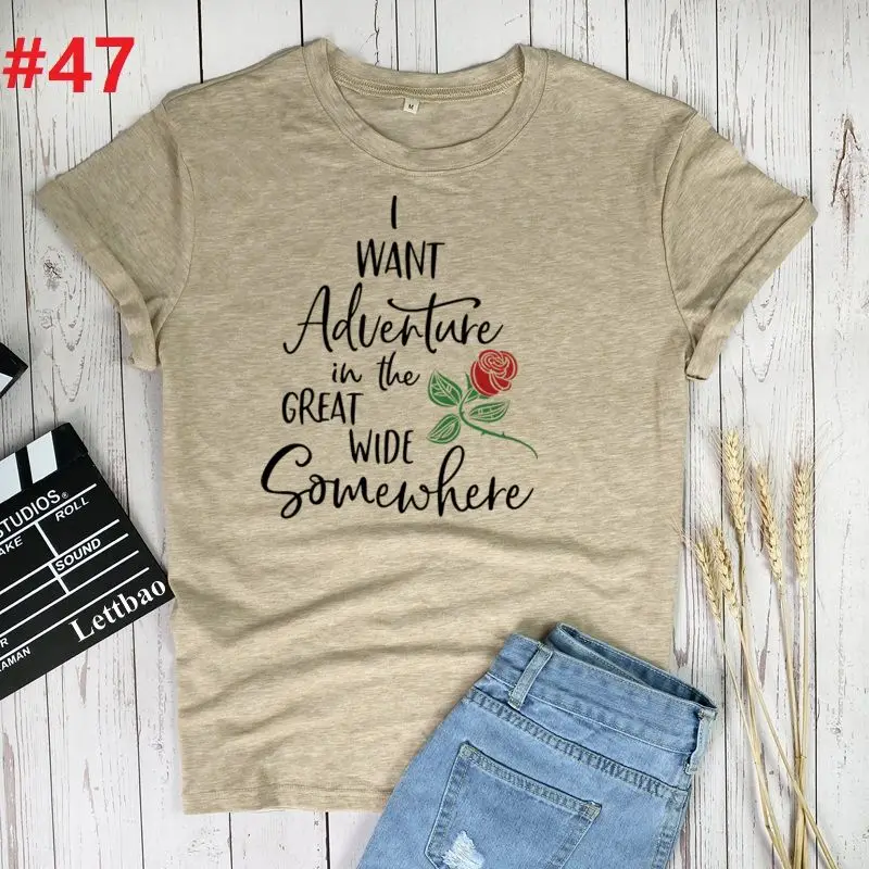 

I Want Adventure In The Great Wide Short Sleeve Women Halloween T Shirt Fashion Funny Tshirts For Women Clothing