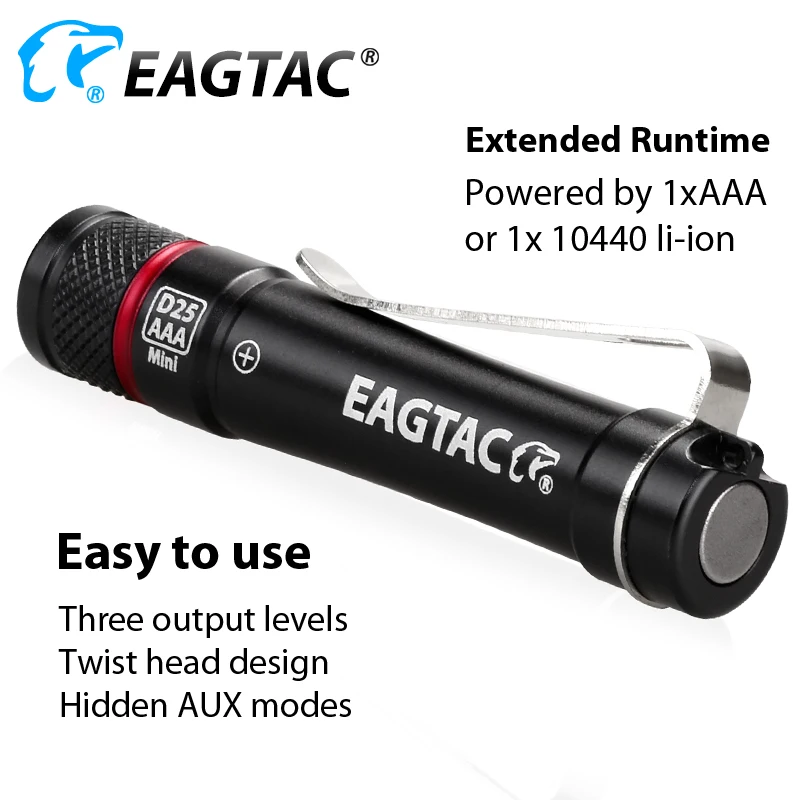 Фонарик EAGTAC D25AAA SST20 CSLPM1 XPG2 155 люмен Nichia 219B 219C 395nm Ультрафиолетовый светодиодный