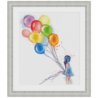 gold collection lovely counted cross stitch kit girl holding balloons colorful