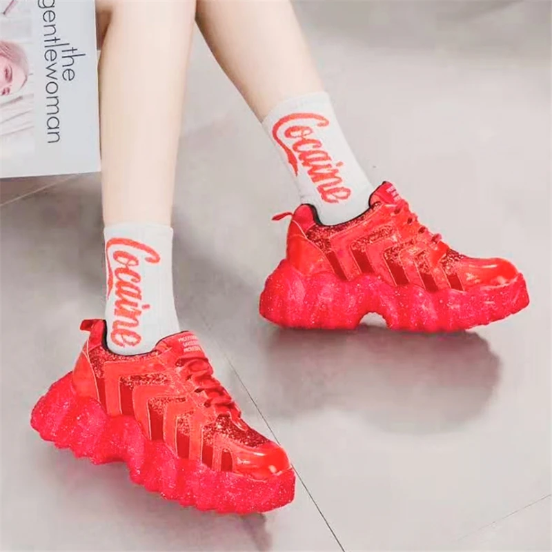 RASMEUP Для женщин Стразы Короткие женские ботинки на платформе кроссовки 2020 Зимние