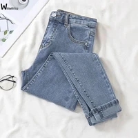 classical ladies denim pencil pants basic solid spring trousers plus size high waist stretch washed skinny stretch jeans women