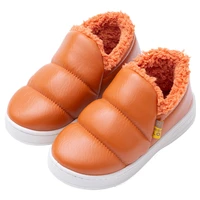 women slippers winter home slippers non slip waterproof indoor leather slippers thick bottom plush warm memory foam slipper