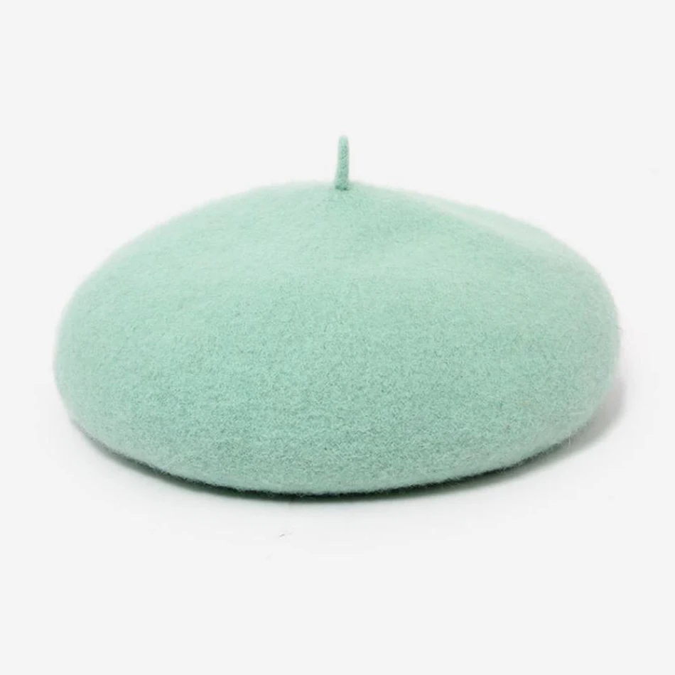 green beret BUTTERMERE, шерстяной берет, женские зимние шапки, оранжевые однотонные плоские шапки для женщин, теплая шапка французского художника, женская элегантная шапка для художников - Цвет: green beret