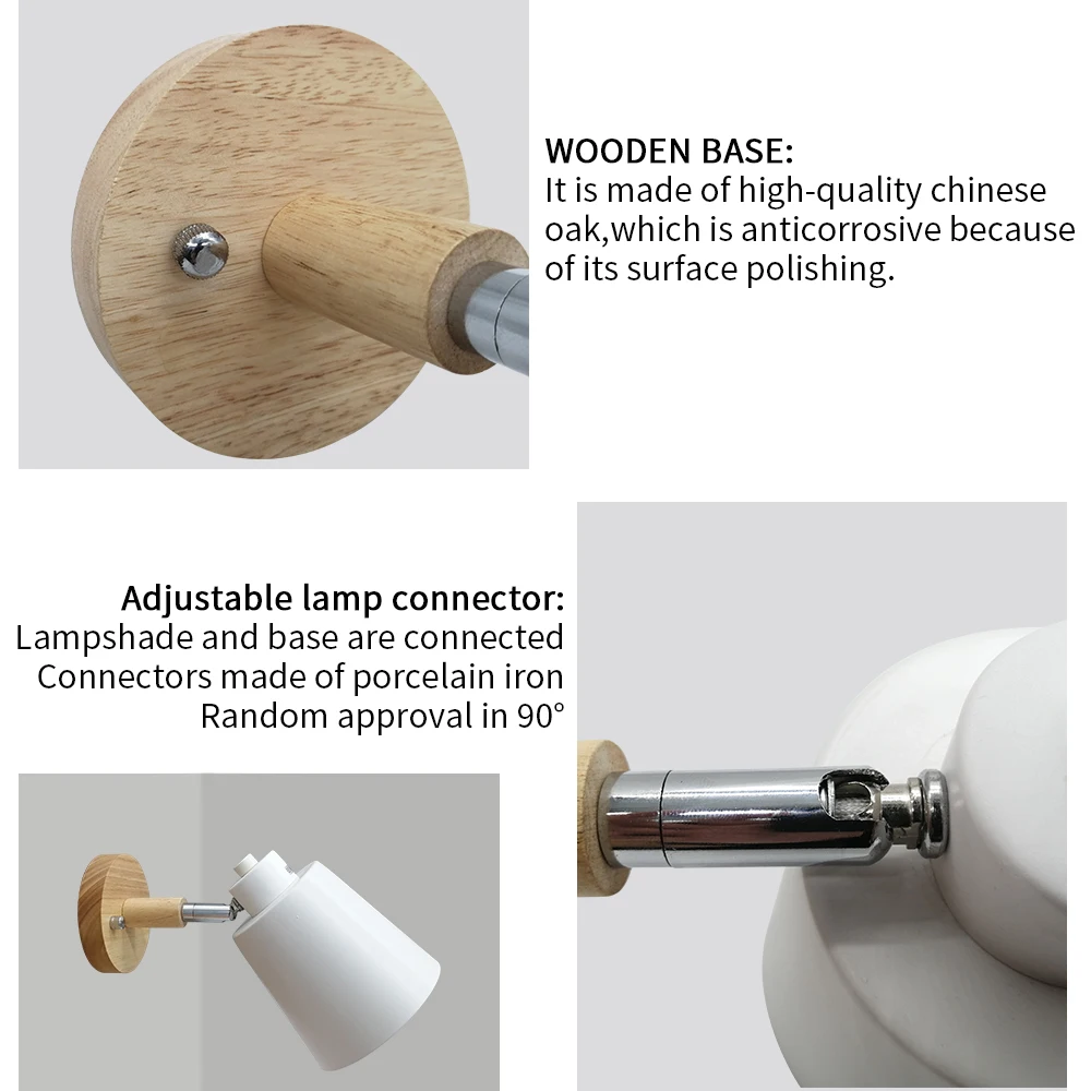 Светильник настенный деревянный в простом стиле E27 85-285 6 цветов | Лампы и