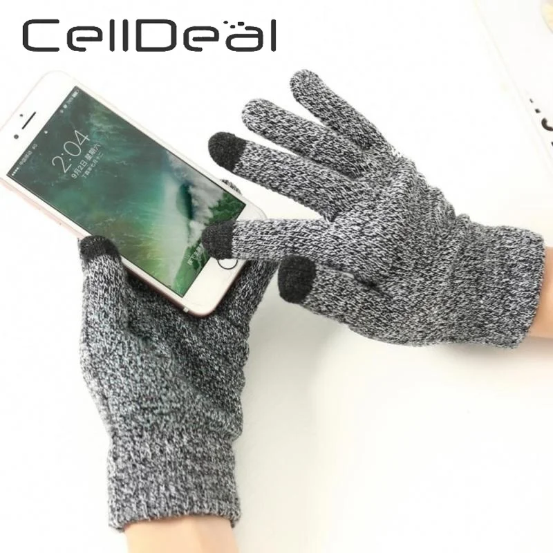 Мужские и женские зимние теплые перчатки сенсорный экран мобильный телефон для