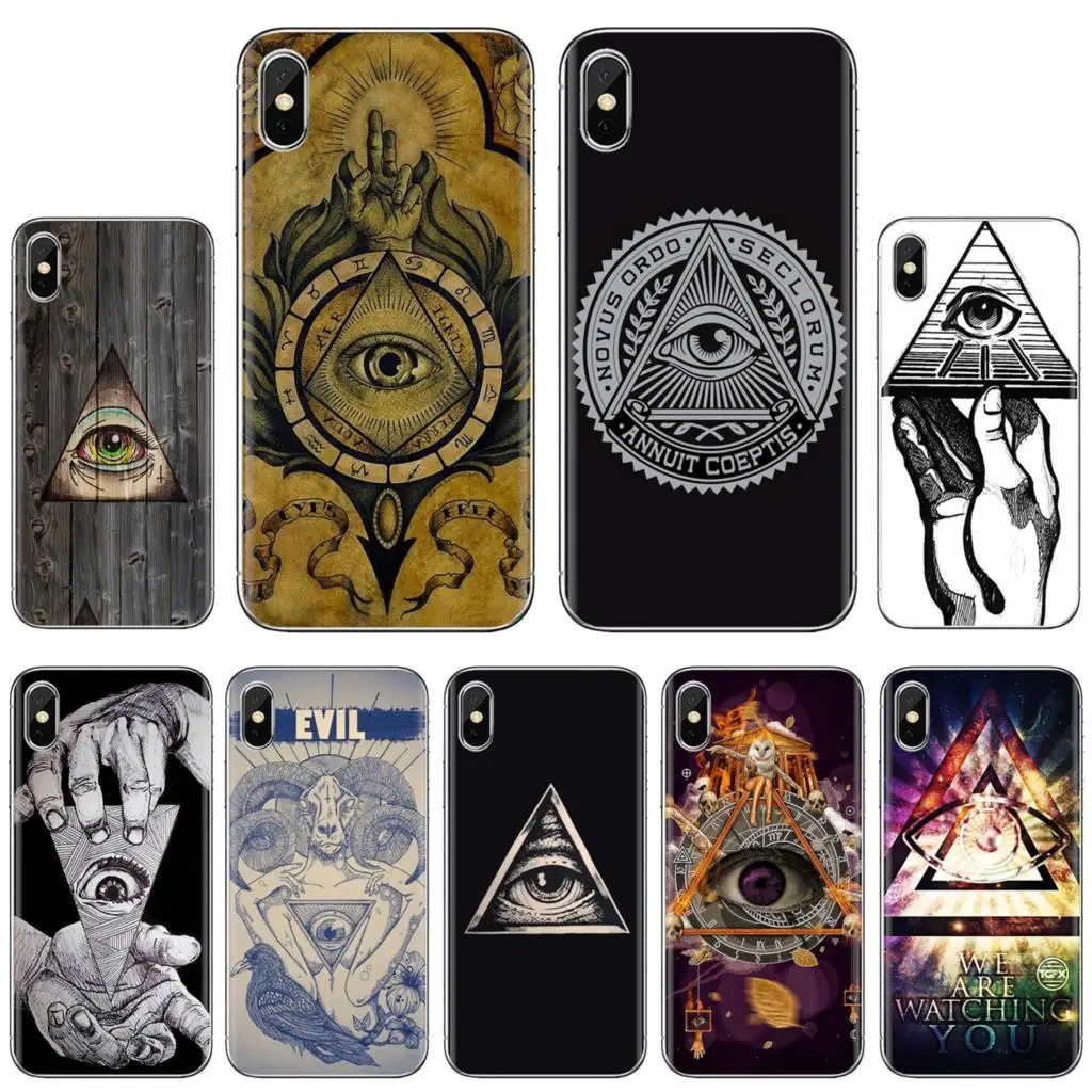 

For iPhone iPod Touch 11 12 Pro 4 4S 5 5S SE 5C 6 6S 7 8 X XR XS Plus Max 2020 Soft TPU Covers Illuminati Symbol Eye Pyramid Art