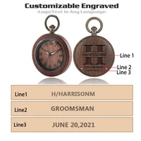 customizable engraved rustic wooden wedding series quartz pocket watches gifts for groomsmen memerals wooden antique clock