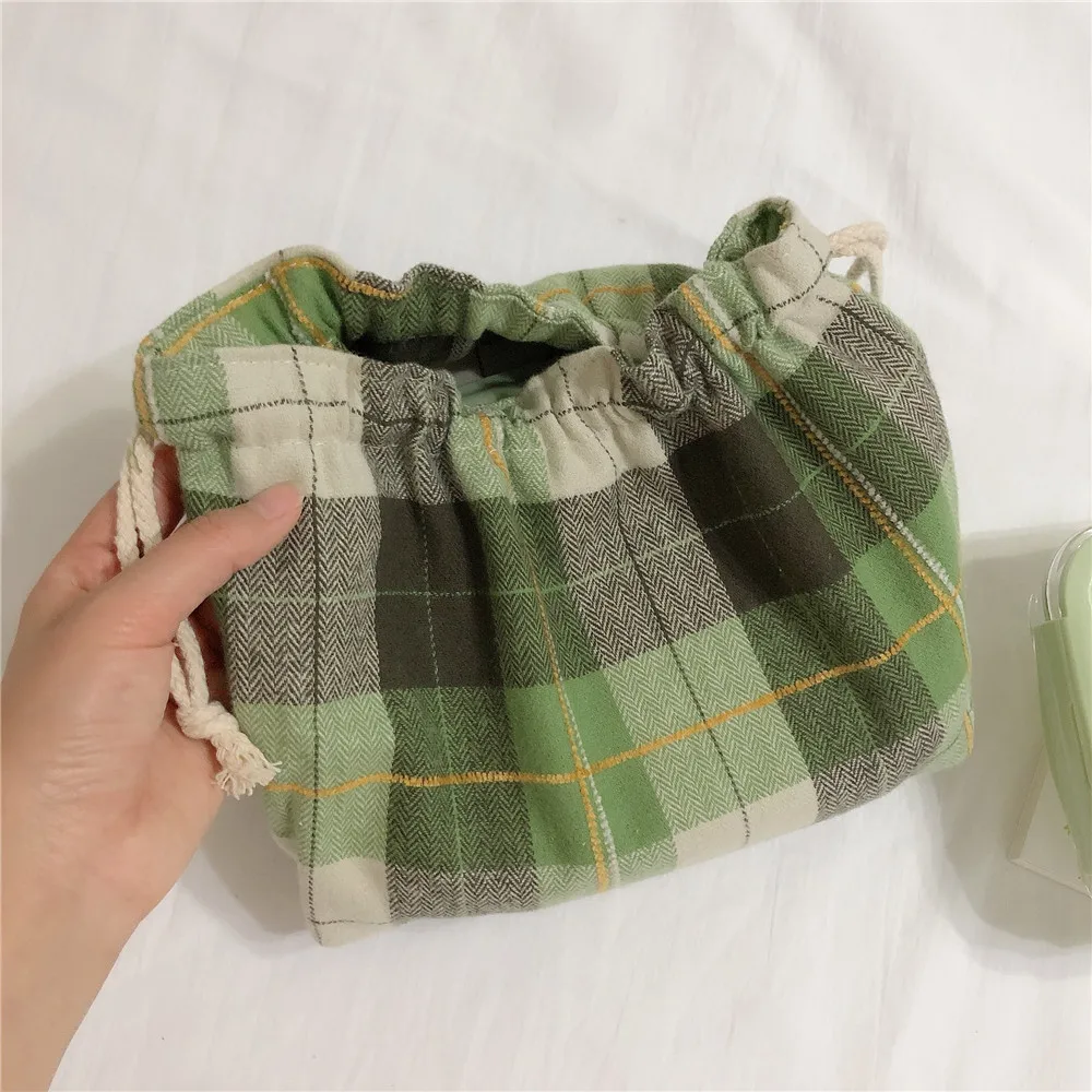 

Cotton Fabric Drawstring Bag Plaid Big Size Storage Bag Christmas Gift Candy Jewelry Organizer Cosmetic Coins Keys Bags Packing