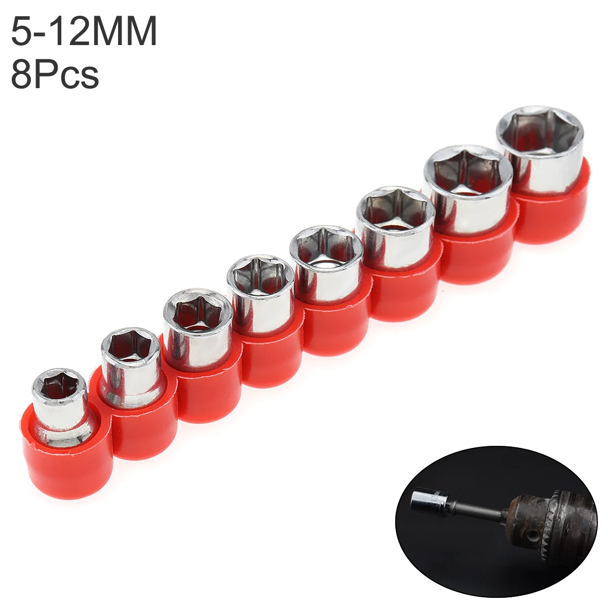 

8pcs Red + Silver Drill Accessories Hardware Tools for Multi-function Flexible Shaft and Drill Bit Connection