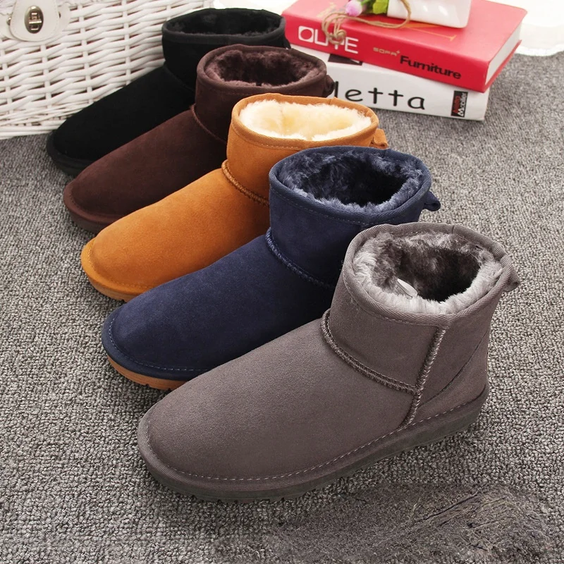 

Australia Women Snow Boots 100% Genuine Cowhide Leather Ankle Boots Warm Winter Boots Woman Casual Shoes Large Size 34-45 Botas
