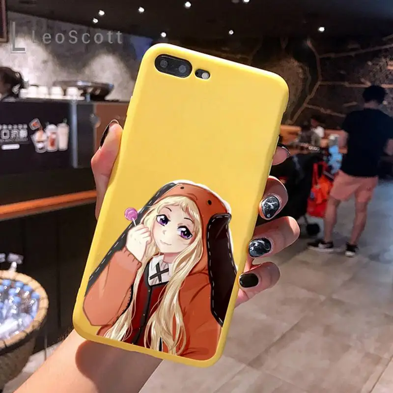 

Kakegurui Jabami Yumeko crazy excitement Phone Case Yellow Candy Color for iPhone 6 7 8 11 12 s mini pro X XS XR MAX Plus