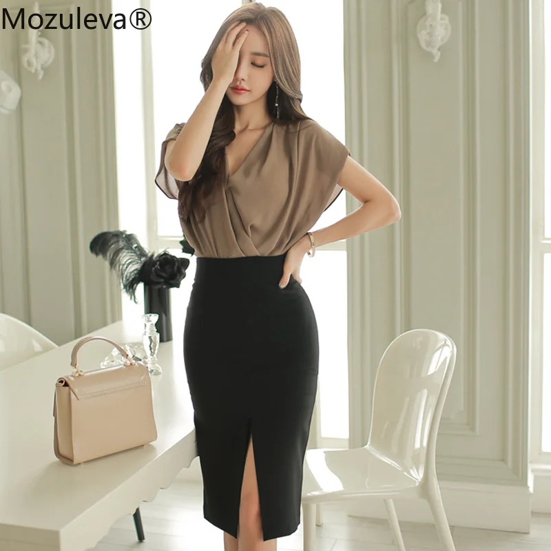 Женский офисный комплект из 2 предметов без рукавов и с V-образным вырезом |