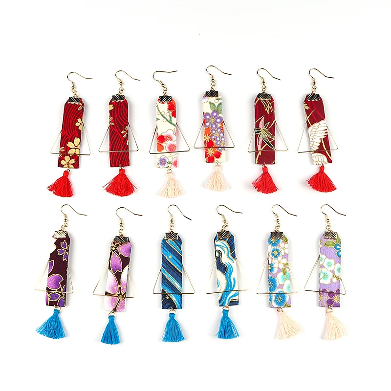 DoreenBeads модные популярные этнические серьги ретро ткань цветочный узор кулон