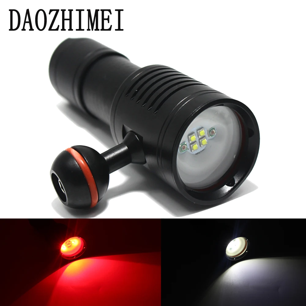 

3000 Lumens LED Diving Flashlight 4x XP-G2 White + 2x XPE Red Underwater Scuba Photography Video Photography Waterproof Light