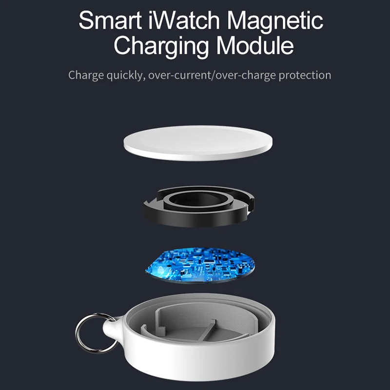 apple iwatch series portable key ring watch wireless fast charger for 5 4 3 2 1 2w iwatch 5 4 3 wireless fast watch charger free global shipping