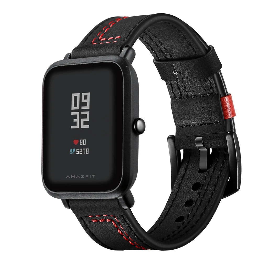 Ремешок UEBN кожаный для Huami Amazfit bip GTS & GTR 42 мм роскошный спортивный браслет наручных