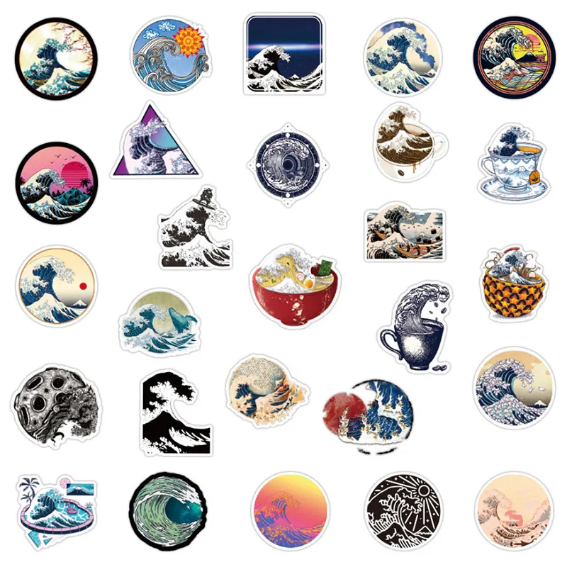 103050pcs beach waves graffiti waterproof skateboard travel suitcase phone laptop luggage stickers diy kids girl toys free global shipping