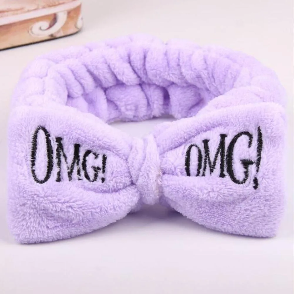 

Hot New OMG Letter Coral Fleece Wash Face Bow Hairbands For Women Girls Headbands Hair Bands Turban Hair Accessories Headwear