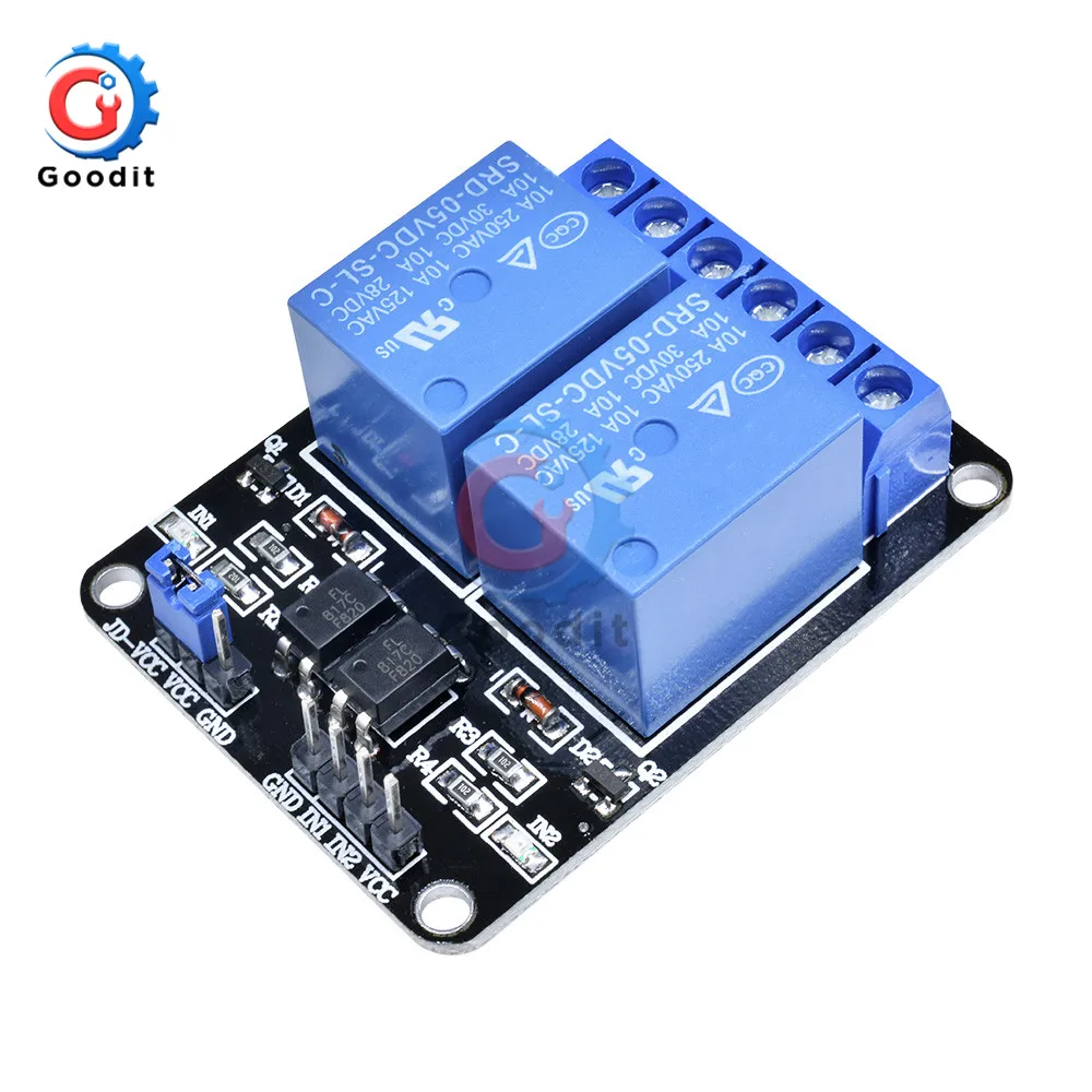 5 шт./лот DC 5V 2 канала релейный модуль оптрон изоляции для Arduino Raspberry Pi MEGA 2560 DSP AVR PIC ARM