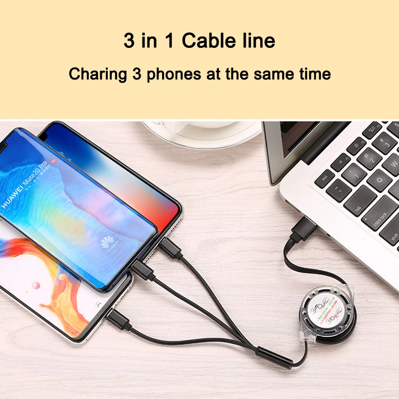 3 в 1 кабель для быстрой зарядки Type C 8Pin Micro USB передачи данных iphone 11 Pro X Xr 8 7 6 6S Plus Sumsung