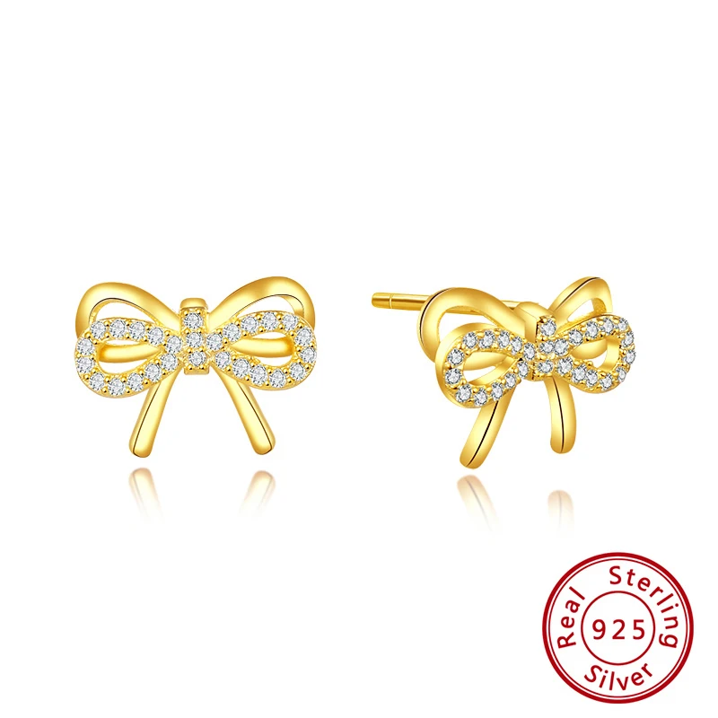 SE170 Gold Color ORSA JEWELS Настоящее S925 Снежинка серьги гвоздики Новые Рождественские тема милые трендовые стерлингового серебра циркония женские ювелирные изделия SE172 - Цвет камня: SE170 Gold Color